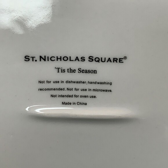 St Nicholas Tis The Season Deck The Halls Christmas White Square Plate - Picture 4 of 7